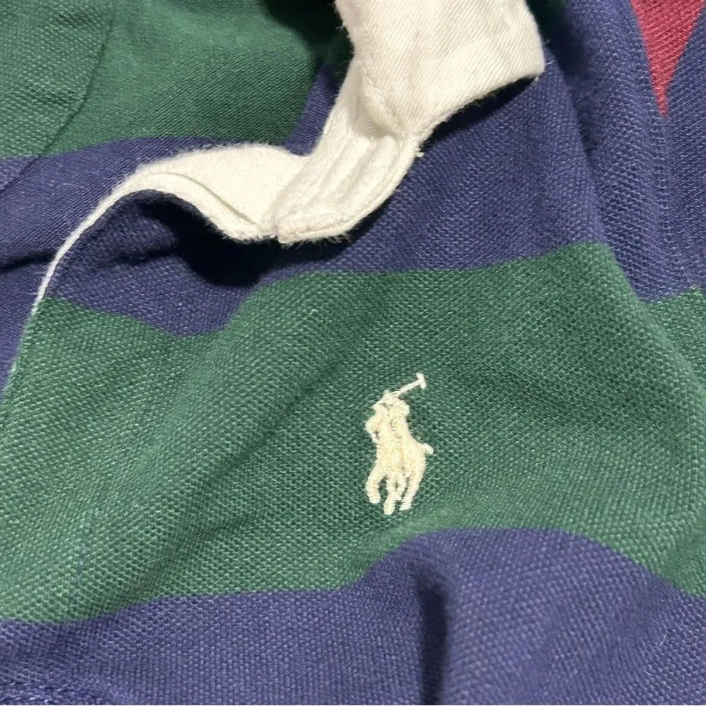 Polo Ralph Lauren Girl's Striped Stretch Mesh Rugby Dress Large Preppy Academia
